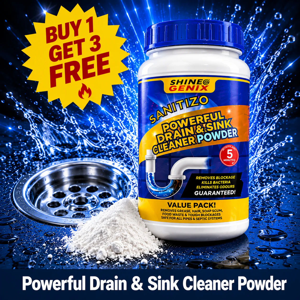 Powerful Sink & Drain Cleaner - Buy 1 Get 3 Free